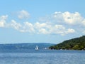 Sailing on Cayuga Lake near Ithaca in the FingerLakes Royalty Free Stock Photo