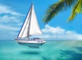 Sailboat in a Tropical ocean paradise