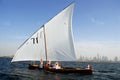 Sailing Dhow Against The Distant Cityscape Of Duba Royalty Free Stock Photo
