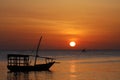 Sailing in a dhow during sunset in a tropical Island Royalty Free Stock Photo