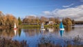 Sailing Dinghies on Arrow Valley Lake, Worcestershire, England. Royalty Free Stock Photo