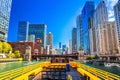 Sailing emerald Chicago river architecture cruise Royalty Free Stock Photo