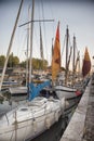 Sailing and engine boats in the harbour channel