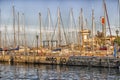 Sailing and engine boats in the harbour channel