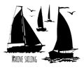 Sailing yacht silhouette set