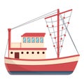 Sailing fishing boat icon, cartoon style