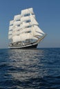 Sailing frigate under full sail in the ocean Royalty Free Stock Photo