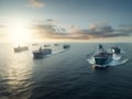 Sailing into the Future: Autonomous Cargo Ships at Sea Royalty Free Stock Photo