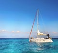 Sailing Greek Islands, Cyclades, Sea Coast Royalty Free Stock Photo