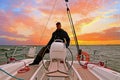 Sailing on the IJsselmeer Netherlands at sunset