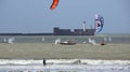 Sailing and kite surfing in sea at Boulogne sur mer Royalty Free Stock Photo