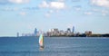 Sailing On Lake Michigan, Chicago Skyline On The Background Royalty Free Stock Photo