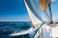 Sailing lboat at open sea in sunshine Royalty Free Stock Photo