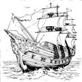 Sailing into legend awaits in this thrilling pirate ship coloring book Royalty Free Stock Photo