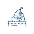 Sailing line icon concept. Sailing flat vector symbol, sign, outline illustration.