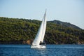Sailing luxury yacht in Aegean Sea at Greece. Sport. Royalty Free Stock Photo
