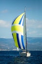 Sailing luxury yacht boat in the Aegean Sea in Greece. Travel. Royalty Free Stock Photo