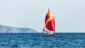 Sailing luxury yacht boat in the Aegean Sea in Greece. Sport. Royalty Free Stock Photo