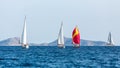 Sailing luxury yacht boat in Aegean Sea. Royalty Free Stock Photo