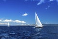 Sailing on luxury yachts in the waters of the Aegean Sea. Travel. Royalty Free Stock Photo