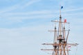 Sailing mast of ship, copy space Royalty Free Stock Photo