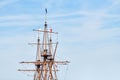 Sailing mast of ship, copy space Royalty Free Stock Photo