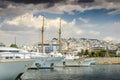 Sailing and motor boats in marina of Zeas .Greece Royalty Free Stock Photo