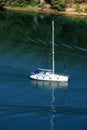 Sailing boat near Skradin and the national park Krka in Croatia Royalty Free Stock Photo