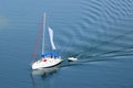 Sailing boat near Skradin and the national park Krka in Croatia Royalty Free Stock Photo