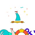 Sailing raft filled line icon, simple illustration