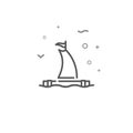 Sailing raft simple vector line icon. Symbol, pictogram, sign. Light background. Editable stroke