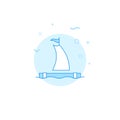 Sailing raft flat vector icon. Filled line style. Blue monochrome design. Editable stroke