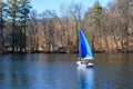 Sailing on Rainbow Reservoir on a warm early spring day