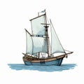 Rustic Renaissance Sailing Ship Illustration In Clip Art Style