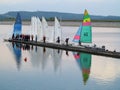 Sailing school at lake