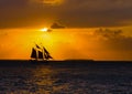 Sailing Schooner at Sunset Royalty Free Stock Photo
