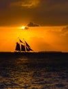 Sailing Schooner at Sunset Royalty Free Stock Photo