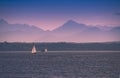 Sailing by a Seattle Ferry Royalty Free Stock Photo