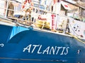 The sailing ship Atlantis, Elbe Warrior second name, is on the Seine river in France for Armada exhibition