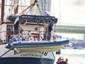 The sailing ship Atlantis, Elbe Warrior second name, is on the Seine river in France for Armada exhibition Royalty Free Stock Photo