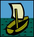 sailing ship or boat with sail. Vector available