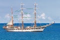 Sailing ship on a calm blue sea Royalty Free Stock Photo