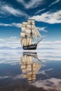 A sailing ship in a calm harbor, Generative AI 1 Royalty Free Stock Photo