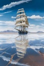 A sailing ship in a calm harbor, Generative AI Royalty Free Stock Photo