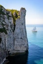 A sailing ship cruising off the cliff Royalty Free Stock Photo