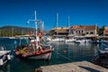 8.27.2014 - Sailing ship in Fiscardo village. Kefalonia island, Greece Royalty Free Stock Photo