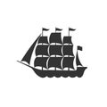 Sailing ship graphic symbol isolated on white background Royalty Free Stock Photo