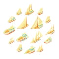 Sailing ship icons set, cartoon style Royalty Free Stock Photo