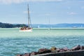 Sailing ship on Lake Balaton at Balatonfoldvar Royalty Free Stock Photo