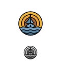 The sailing ship logo design outline style Royalty Free Stock Photo